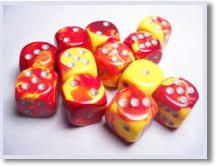 SET 12 DADI 16 MM. GEMINI5 ROSSO-GIAL/AR