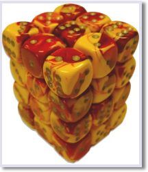 SET 36 DADI 12 MM. GEMINI5 ROSSO-GIAL/AR