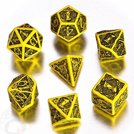 SET 7 DADI CELTICI 3D GIALLI/NERI