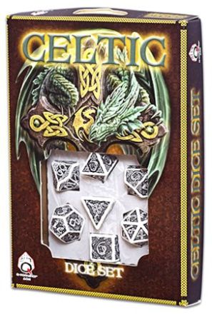 SET 7 DADI CELTICI 3D BIANCHI/NERI