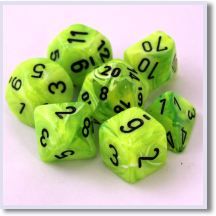 SET 7 DADI VORTEX VERDE BRILLANTE/NERI