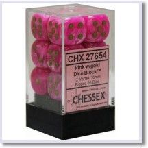 SET 12 DADI 6 F. 16 MM. VORTEX ROSA/ORO