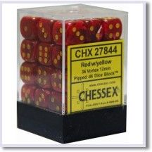 SET 36 DADI 6 F. 12 MM. VORTEX ROSSI/GIA