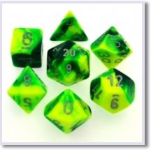 SET 7 DADI GEMINI 6 VERDI-GIALLI/ARGENTO