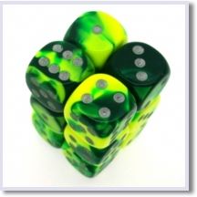 SET 12 DADI 16 MM. GEMINI 6 VERDI-GIALLI
