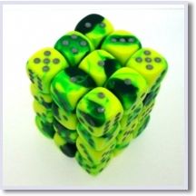 SET 36 DADI 12 MM. GEMINI 6 VERDI-GIALLI