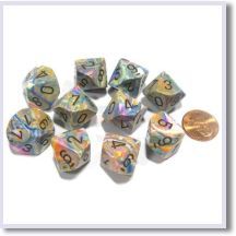 SET 10 DADI D10 FESTIVI VIBRANTI/MARRONE