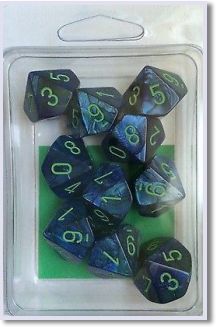 SET 10 DADI D10 LUSTROUS BLU/VERDI