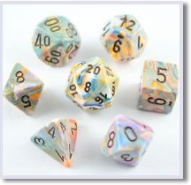 SET 7 DADI FESTIVI VIBRANTI/MARRONE