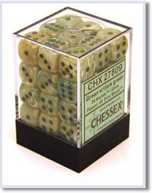 SET 36 DADI 12 MM. MARMO VERDI/VERDE S.