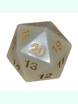 DADO TRASPARENTE 20 FACCE 55 MM. PERLA