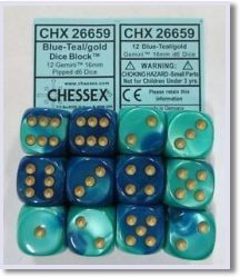 SET 12 DADI 16 MM. GEMINI7 BLUE/TEAL/G.