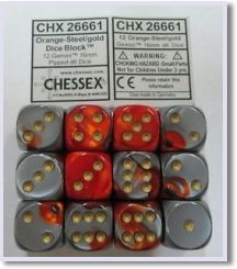 SET 12 DADI 16 MM. GEMINI7 ORANGE/STEEL