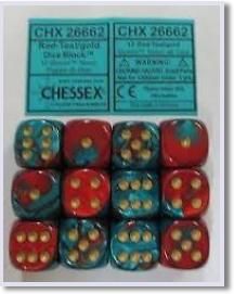 SET 12 DADI 16 MM. GEMINI7 RED/TEAL/G.