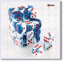 SET 36 DADI 12 MM. GEMINI7 ASTRAL BLUE/W