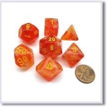 SET 7 DADI GHOSTLY ORANGE/YELLOW