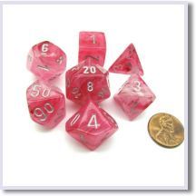 SET 7 DADI GHOSTLY PINK/SILVER