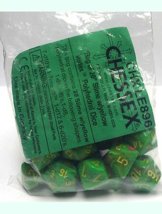 SACCHETTO 20 DADI VORTEX SLIME/YELLOW