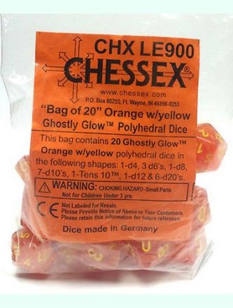 SACCHETTO 20 DADI GHOSTLY ORANGE/YELLOW