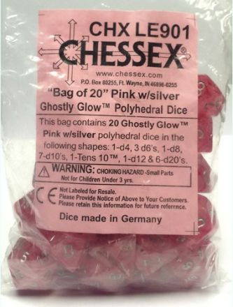 SACCHETTO 20 DADI GHOSTLY PINK/SILVER