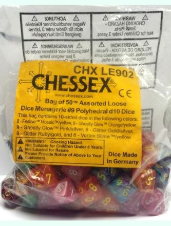 SACCHETTO 50 DADI 10 F. MENAGERIE 9 VARI