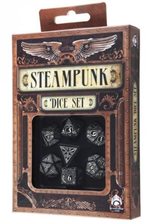 SET 7 DADI STEAMPUNK NERI/GLOW IN THE D.