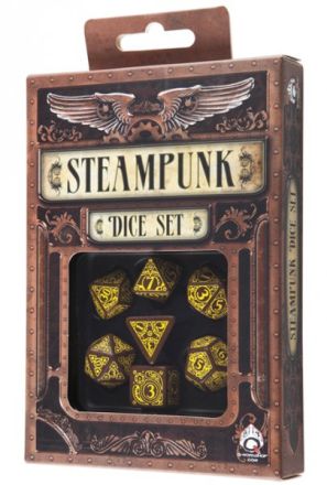 SET 7 DADI STEAMPUNK MARRONI/GIALLI