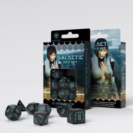SET 7 DADI GALACTIC BLACK & BLUE