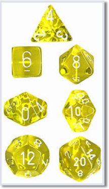 SET 7 DADI TRASPARENTI GIALLI