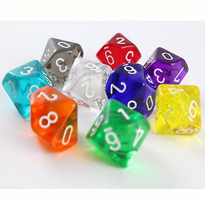 SACCHETTO 50 DADI 10 FACCE TRASPARENTI