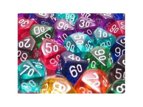 SACCHETTO 50 DADI DECINE TRASPARENTI