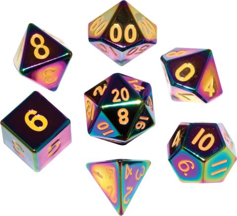 SET 7 DADI METALLO FIAMME ARCOBALENO