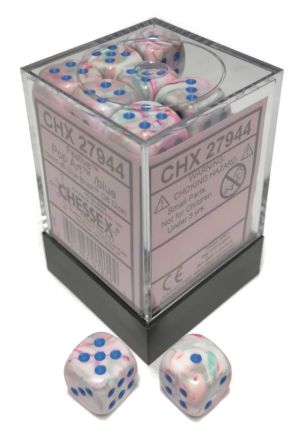 SET 36 DADI 12 MM. FESTIVE POP ART/BLU