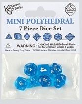 SET 7 DADI MINI TRASPARENTI BLU/BIANCHI