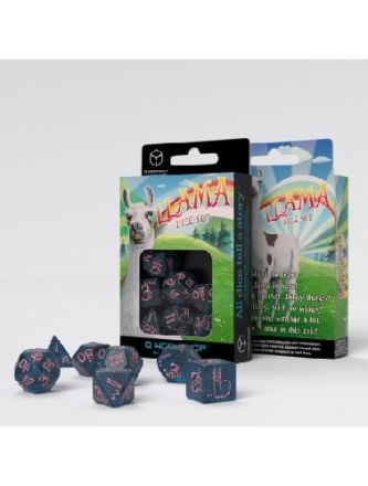 SPARKLING LLAMA DICE SET (GLITTERING DARK BLUE & PINK)