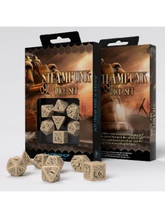 SET 7 DADI STEAMPUNK CLOCKWORK BEIGE