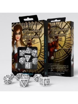 SET 7 DADI STEAMPUNK CLOCKWORK W/B