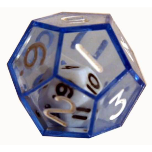 DADO D12 DOPPIO TRASPARENTE BLU