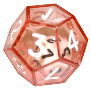 DADO D12 DOPPIO TRASPARENTE ROSSO