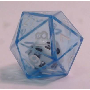 DADO D20 DOPPIO TRASPARENTE BLU