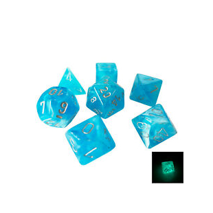 SET 7 DADI LUMINARY POLY SKY/SILVER