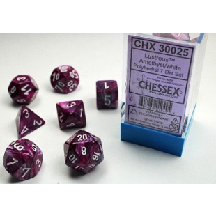 SET 7 DADI LUSTROUS AMETISTA/BIANCO
