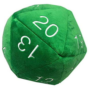 JUMBO D20 PLUSH DICE GREEN/WHITE