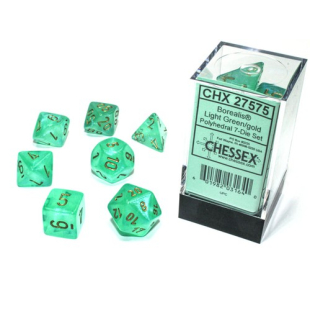 SET 7 DADI BOREALIS VERDE CHIARO/ORO