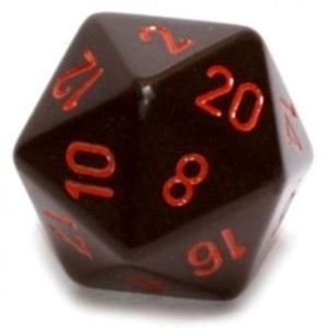 DADO 20 GIGANTE OPACO NERO/ROSSO
