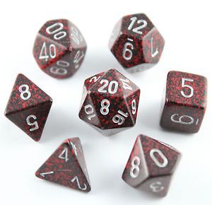 SET 7 DADI SPECKLED SILVER VOLCANO