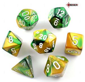 SET 7 DADI GEMINI VERDE-ORO