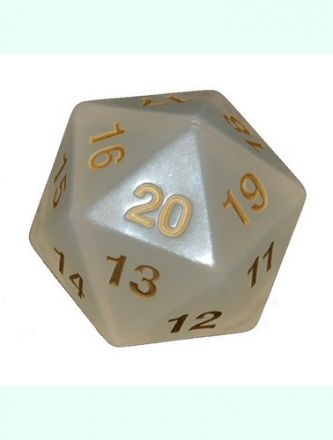 DADO TRASPARENTE 20 FACCE 55 MM. PERLA